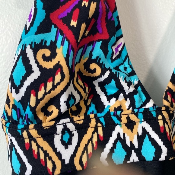 Venus one piece Halter Swimsuit size 14 geometric black blue red - Picture 4 of 8